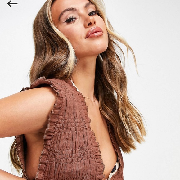 Asos Shirred Frill Beach Mini Dress - Picture 3 of 7